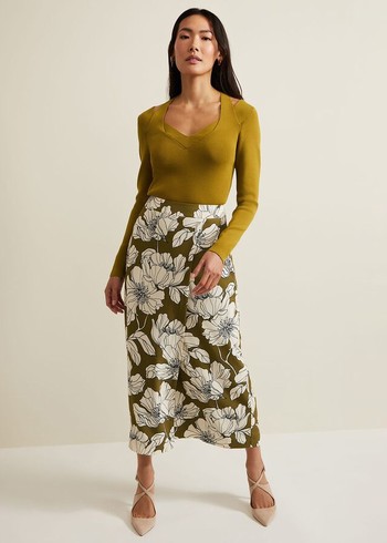 Phase Eight Amalia Floral Skirts Green Canada | ZRYLKV-361